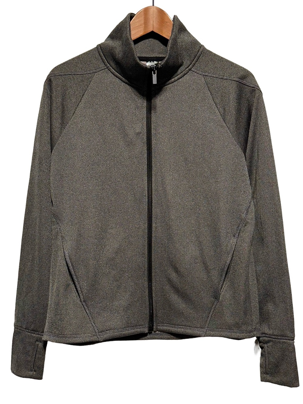 Champion Tech Fleece Herringbone Full Zip Jacket Thumbholes Brushed Back S